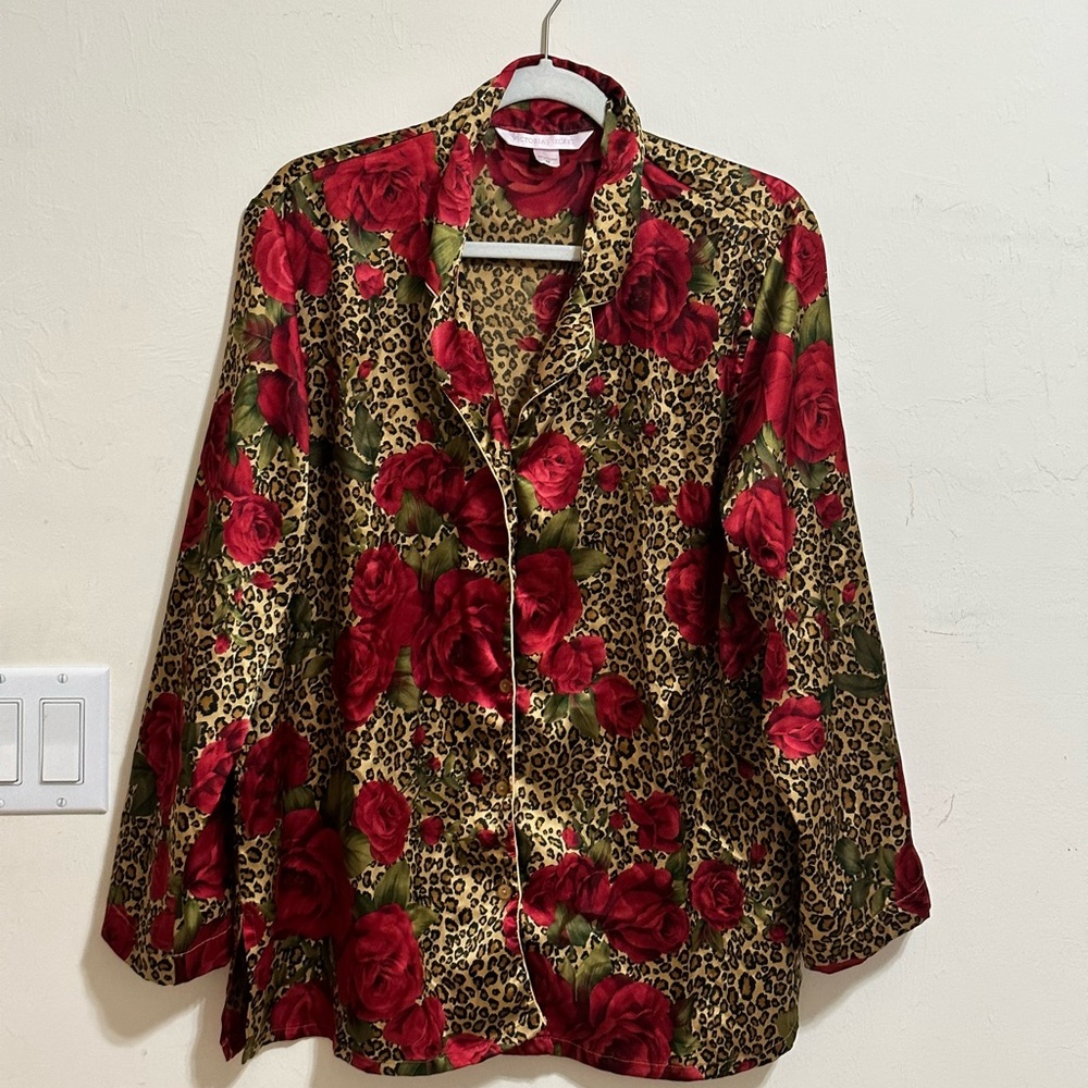 Silk Cheetah Print Victoria’s Secret PJ set.
